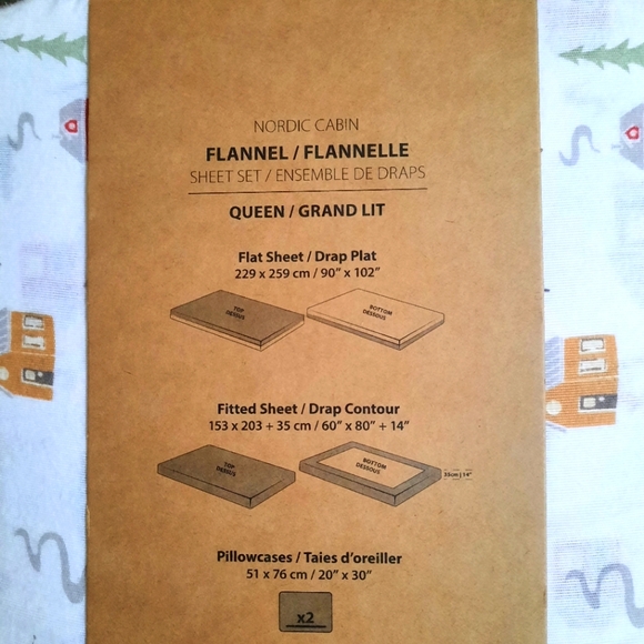 New Flannel Nordic Cabin Pine Tree Queen Size Sheet Set 70% cotton 30% polyester - Picture 5 of 5